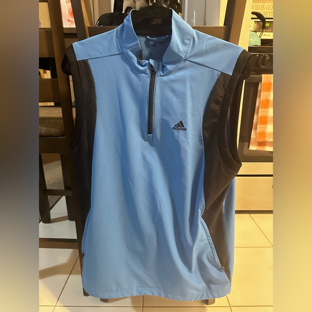 Men’s Blue/Black Adidas Golf 1/4 Zip Vest Small